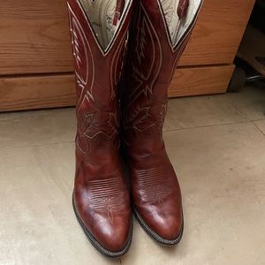 Tony Lama Maroon Leather Cowboy Boots